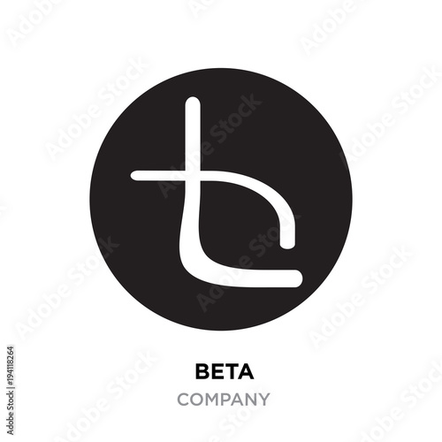 beta logo,abstract white flat vector sign B in modern style black background