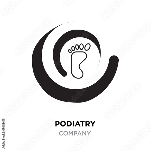 podiatry logo, foot or Footsteps vector illustration isolated on black background