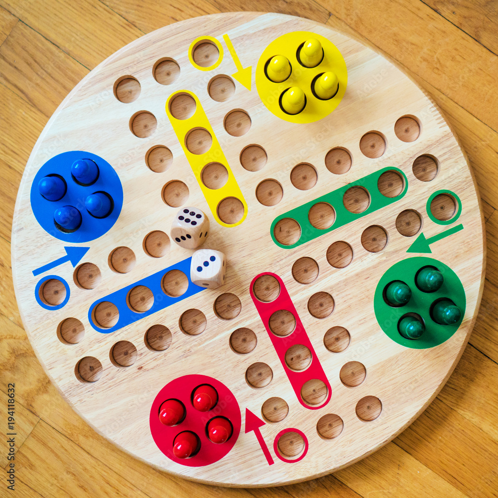 Ludo board family game. Close-up view. Stock Photo | Adobe Stock