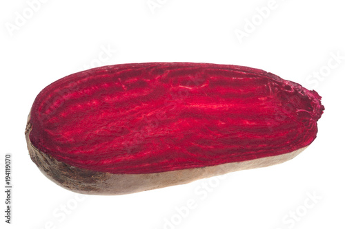 Long beet root vegetable on white