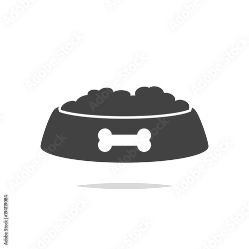 Dog food in bowl icon vector isolated