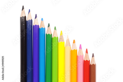 Pencils of different colors close-up of 12 colors