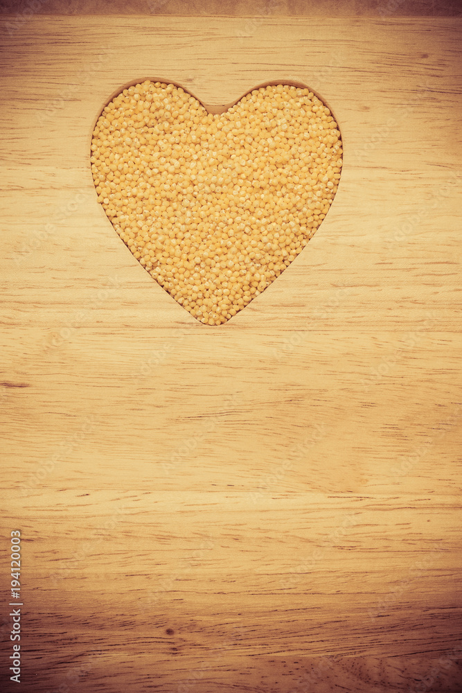 Millet groats heart shaped Millet groats heart shaped