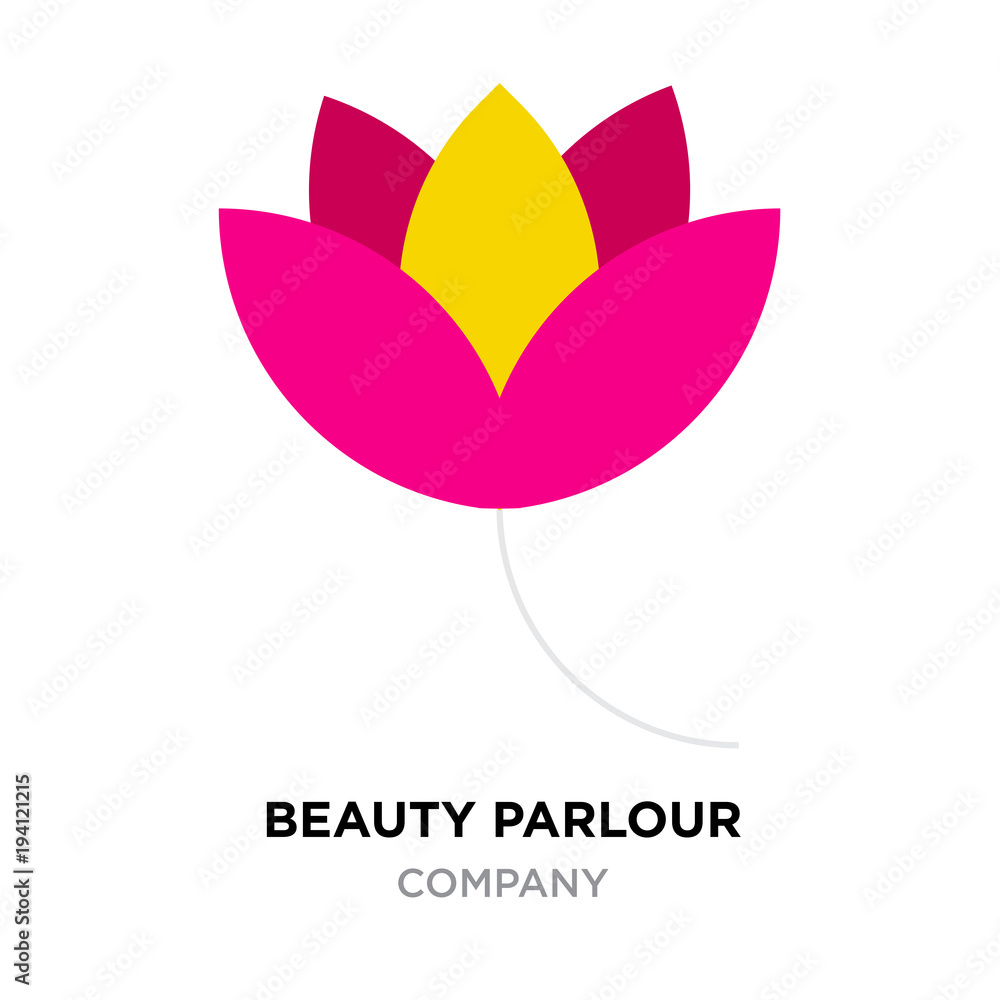 beauty parlour logo for company, red and yellow flower vector icon