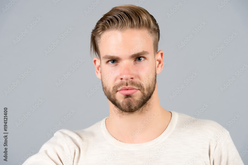 Macho in tshirt on grey background, fashion Macho in tshirt on grey background, fashion