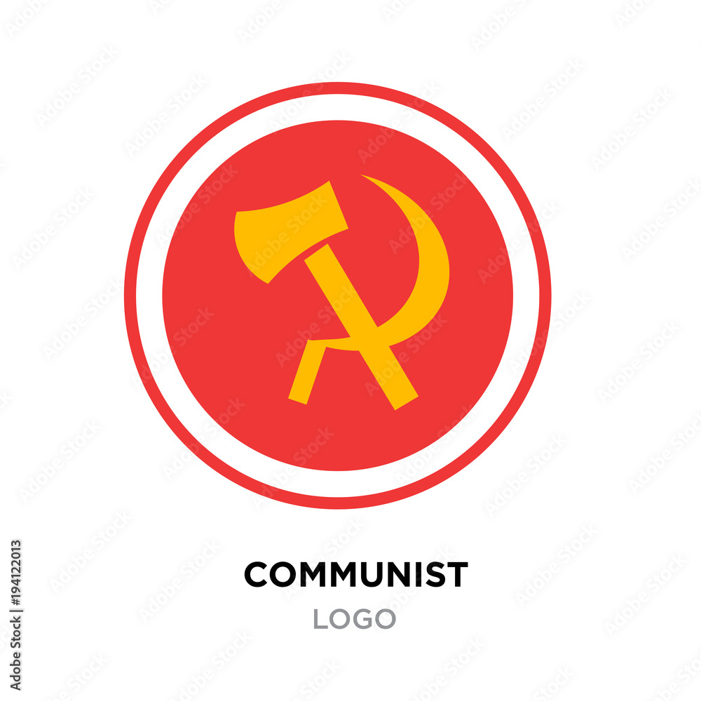 communist logo,USSR communism icon with yellow hammer and sickle. socialism symbol on roundy red background communist logo,USSR communism icon with yellow hammer and sickle. socialism symbol on roundy red background