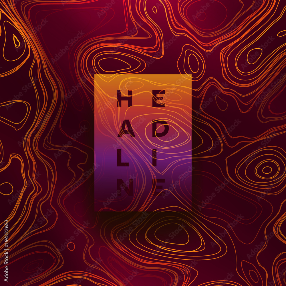 Fototapeta premium Abstract colorful topographic background with colored liquid wavy lines.