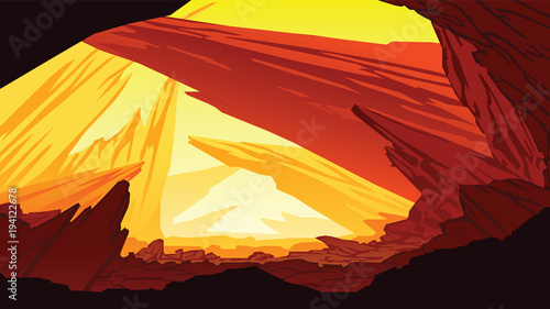 A high quality background of fantastic mountain landscape. Background of dry planet. Flat style.