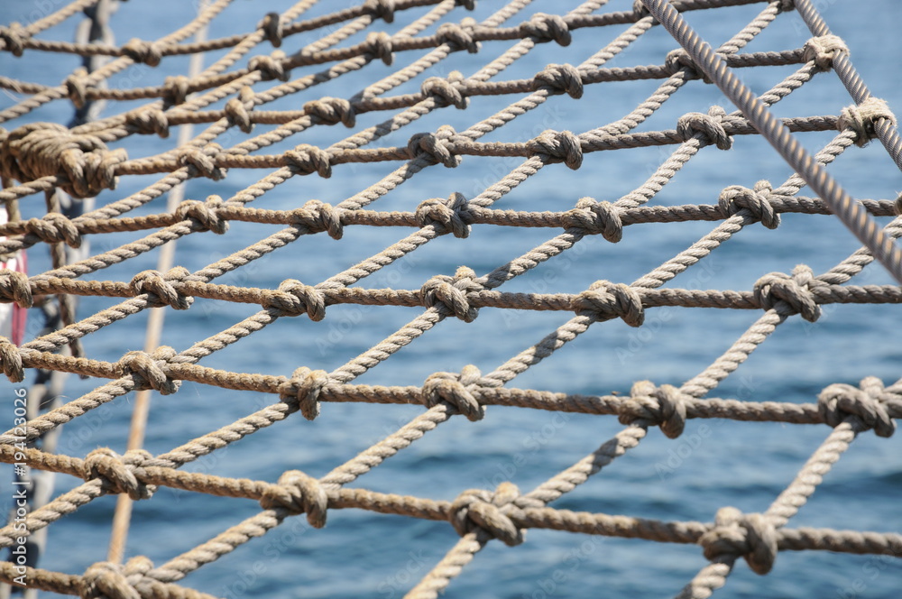 Robe on the deck of a classic sailing boat Robe on the deck of a classic sailing boat