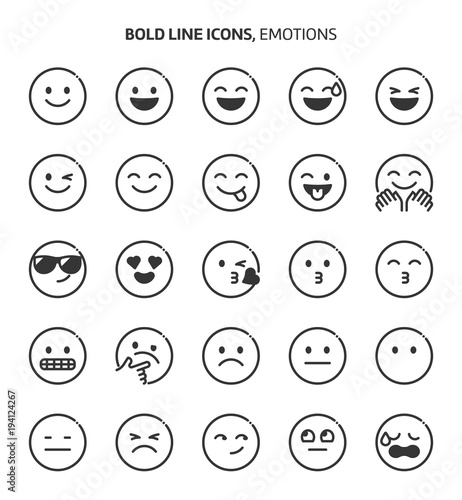 Emotions, bold line icons