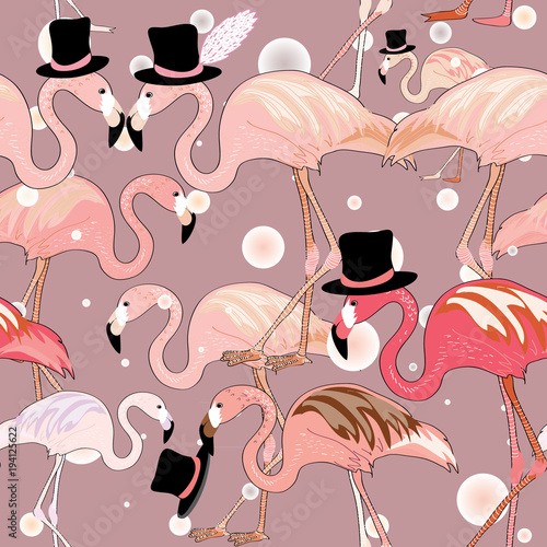 flamingi-w-melonikach-na-fiolkowym-tle