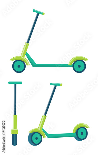 Kick Scooters Different Angles Set of Push Scooter