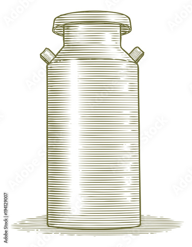 Woodcut Milk Can