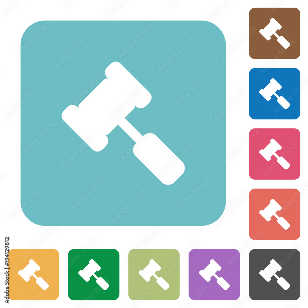 Judge hammer rounded square flat icons Judge hammer rounded square flat icons