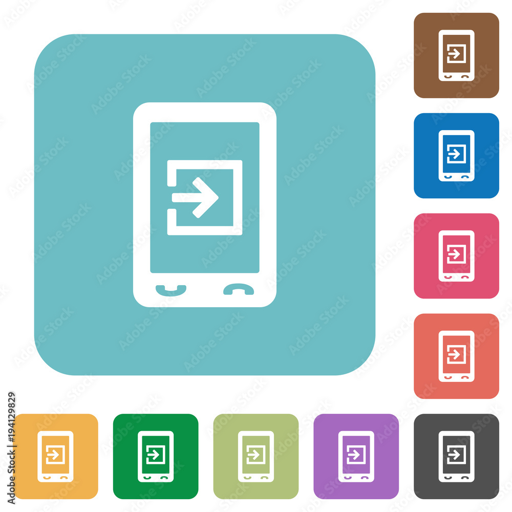 Mobile import data rounded square flat icons Mobile import data rounded square flat icons
