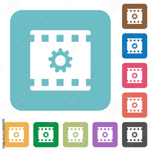Movie settings rounded square flat icons