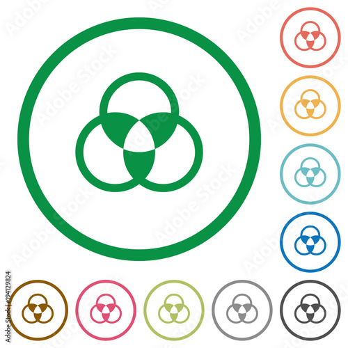 Color mixing flat icons with outlines