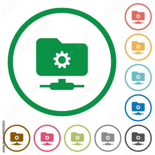 FTP settings flat icons with outlines