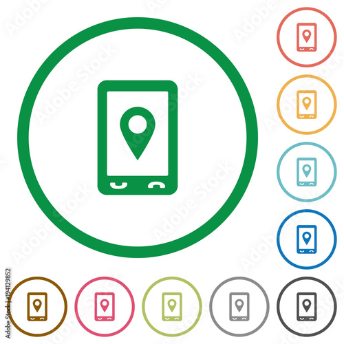 Mobile navigation flat icons with outlines