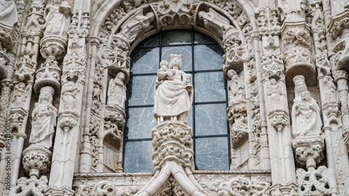 Architectural Details of Jeronimos Monastery or Hieronymites Monastery, , Lisbon, Portugal. Lisbon is continental Europe's westernmost capital city and the only one along the Atlantic coast.