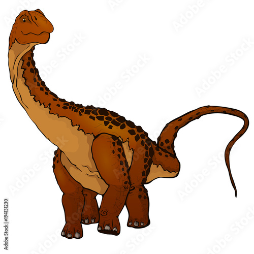 Cute cartoon Diplodocus. Isolated illustration of a cartoon dinosaur.