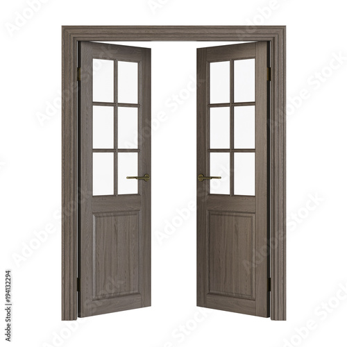 Interior doors isolated on white background. 3D rendering. © artemp1