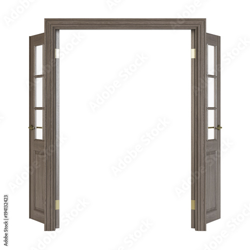 Interior doors isolated on white background. 3D rendering.