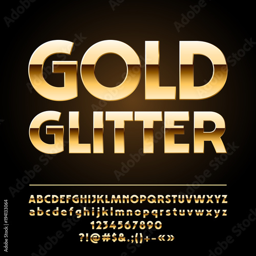 Vector Gold Alphabet. Chic set of exclusive luxury Letters, Numbers and Symbols