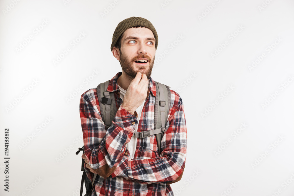 Portrait of a cheerful bearded man in plaid shirt Portrait of a cheerful bearded man in plaid shirt