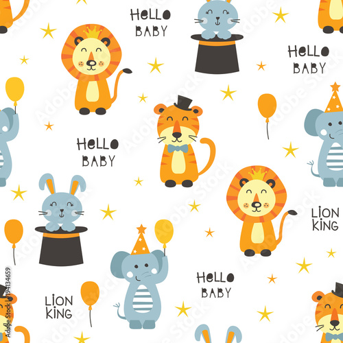 Seamless pattern with circus animals