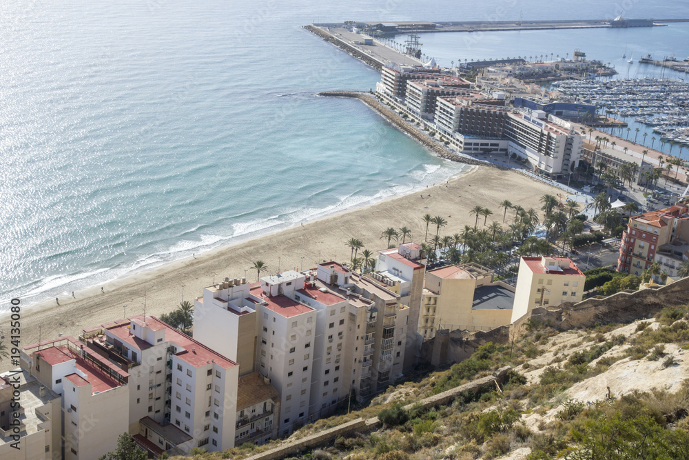 Fototapeta premium General city view from santa barbara castle.Alicante, Spain.