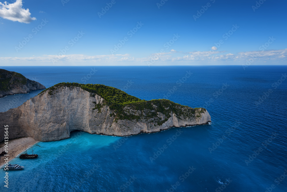 Ship Wreck beach and Navagio bay. The most famous natural landmark of Zakynthos, Greek island in the Ionian Sea