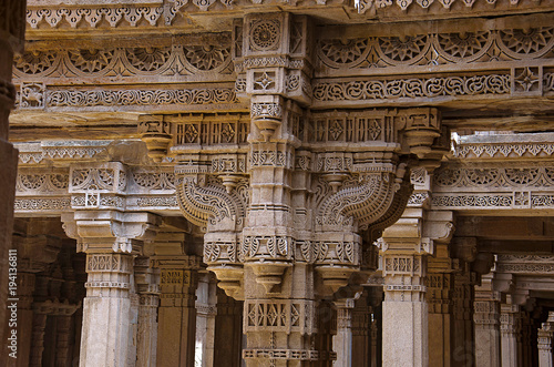 Inner view of Adalaj Ni Vav (Stepwell) or Rudabai Stepwell. Built in 1498 by Rana Veer Singh is five stories deep. Ahmedabad, Gujarat, India