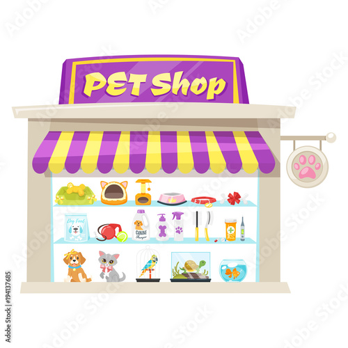 illustration of pet shop facade