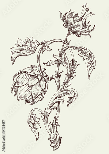 Vintage flowers ornament