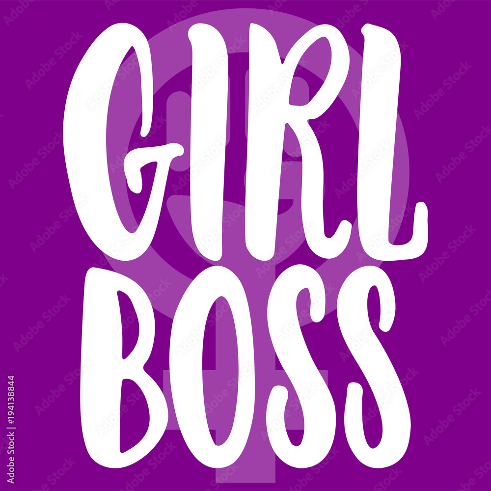 Girl boss - hand drawn lettering phrase about woman, female, feminism on the violet background. Fun brush ink inscription for photo overlays, greeting card or print, poster design. Girl boss - hand drawn lettering phrase about woman, female, feminism on the violet background. Fun brush ink inscription for photo overlays, greeting card or print, poster design.