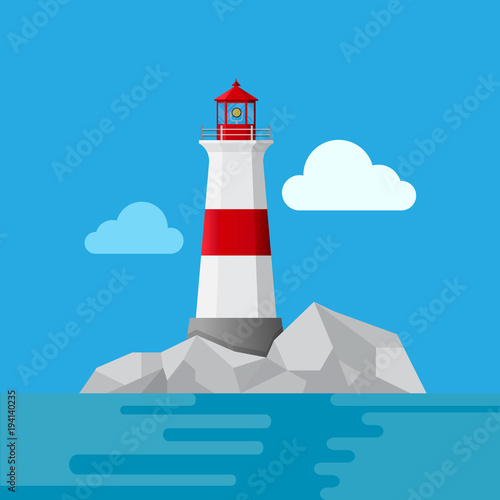 Lighthouse vector flat design.