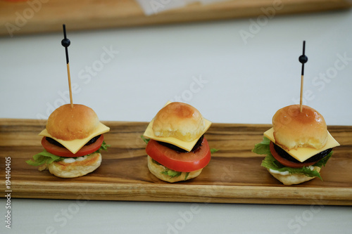 Close up Homemade   Shiitake mini burger. (selective Focus)