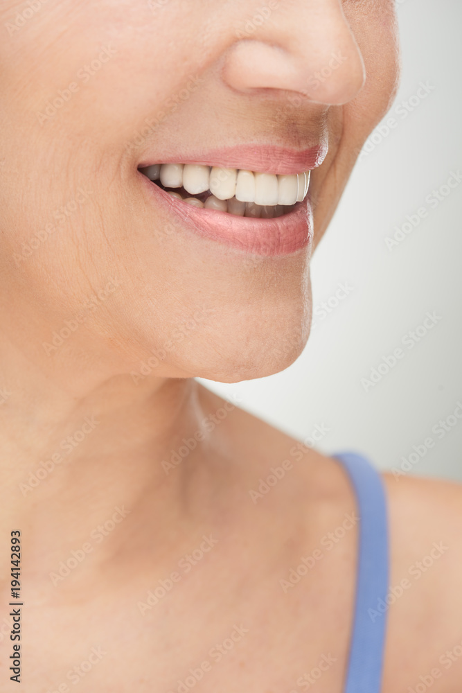 Obraz premium Close up of senor woman`s smile.