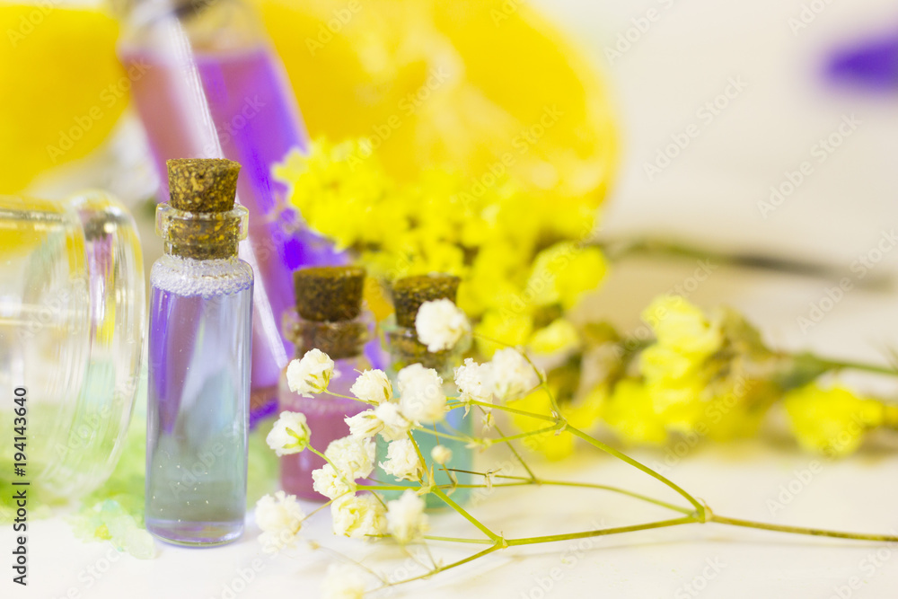 Spa concept with essential oil and lemon Spa concept with essential oil and lemon