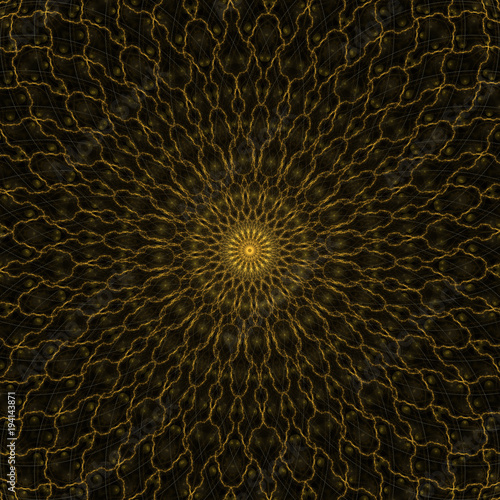 Bright abstract fractal yellow sun  Fractal sun fantasy