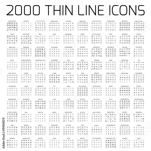3105784 Exclusive 2000 thin line icons set