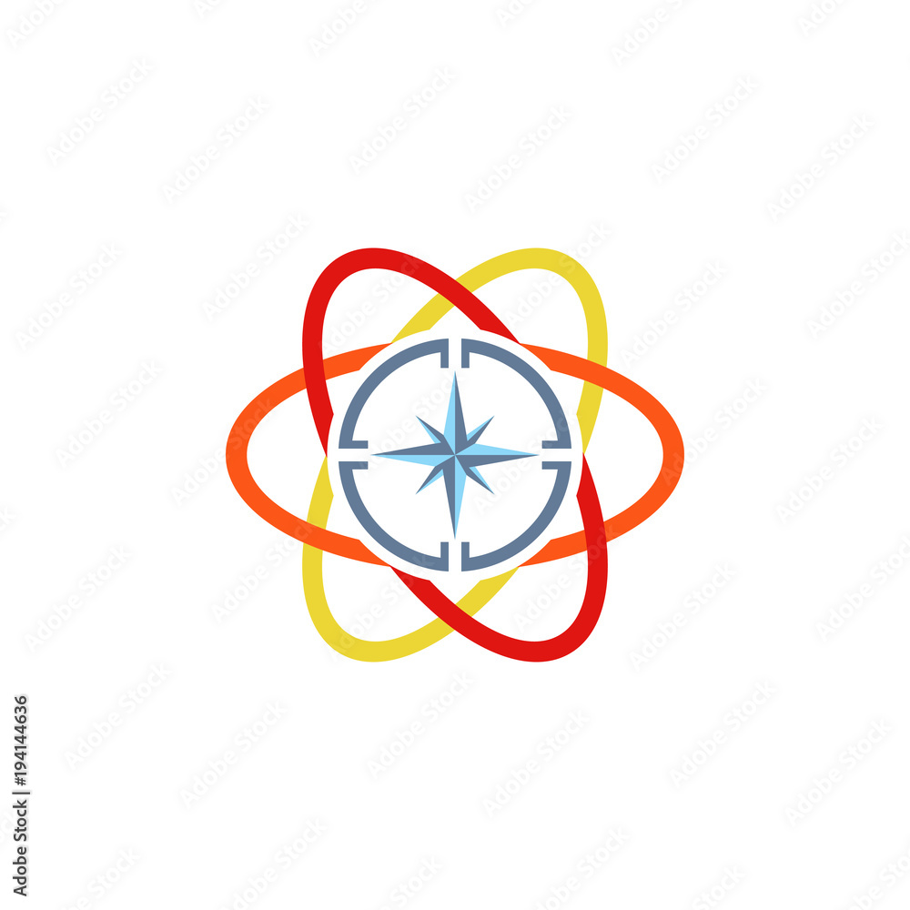 Compass Science Atom Logo Icon Design Compass Science Atom Logo Icon Design