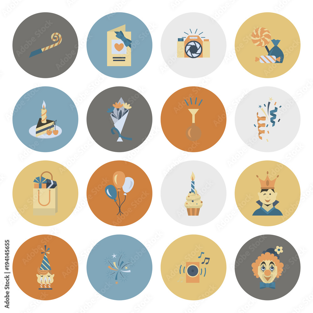 Happy Birthday Icons Set Happy Birthday Icons Set