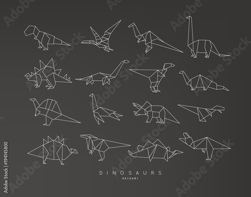 Dinosaurus origami set flat black