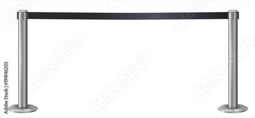 The barrier fence of the airport ticket offices. Border of pedestrian zones of stations. Organization of traffic and safety. Vector graphics.