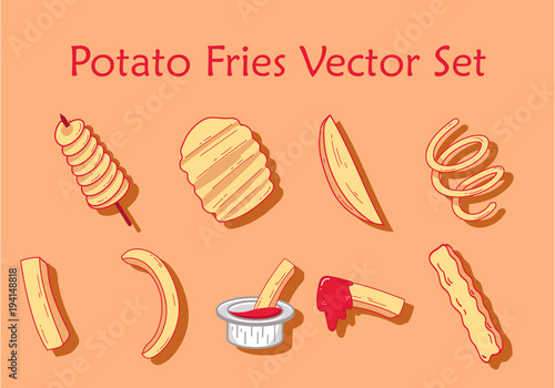 Potato fries vector set