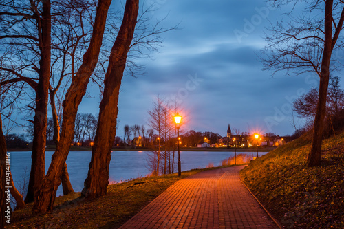 Fototapeta Naklejka Na Ścianę i Meble -  Elckie lake at night in Elk, Masuria, Poland