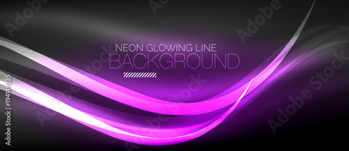 Neon elegant smooth wave lines digital abstract background