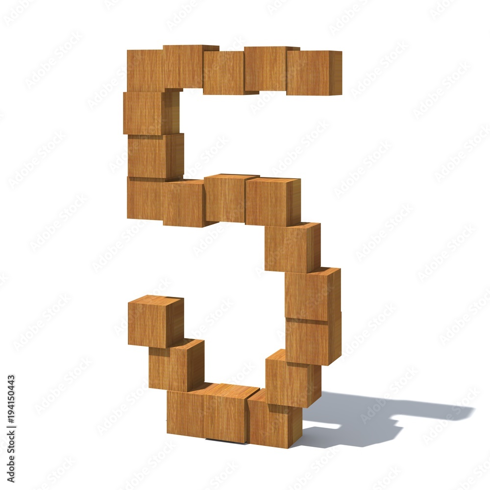 3D number of wooden blocks isolated on white background. 3D rendering. 3D number of wooden blocks isolated on white background. 3D rendering.